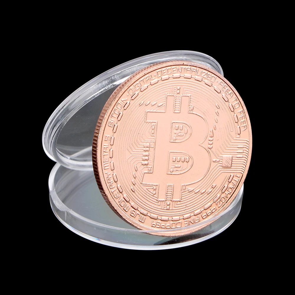 Bitcoin coin capsule case in Rose Gold Color