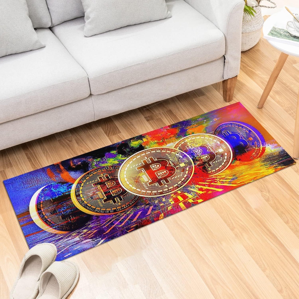 Bitcoin-themed area rug